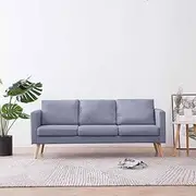 [vidaXL] Light Grey 3-Seater Sofa - Modern Scandinavian Style, Padded Cushions, Removable Fabric Cover, Durable Wooden Frame, Ideal for Home or Office