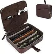 Contacts Watch Straps Case Leather 6 Slot Watch Bands Travel Box with Handle Portable Watches Band Storage Organizer Bag Fit for Smart Watch and Mechanical Watch Bands