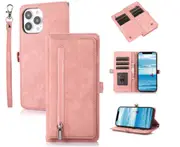 018 Phone case zipper multi card wallet case for iPhone15Plus