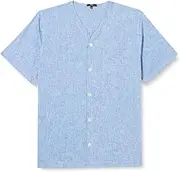 [Womo] Men's Sleepwear Pyjamas Tunic Cotton Linen Light Blue XL Pyjama Top, Turquoise, Turquoise, X-Large