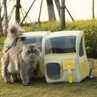 在飛比找蝦皮商城精選優惠-韓版學院風貓包 便攜透明貓咪外出包 出行高回頭率寵物包 耐抓