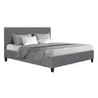 Artiss Bed Frame Double Size Mattress Base Wooden Platform Fabric Grey NEO