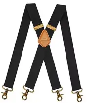 Suspenders for Men Vintage Bronze Snap Hooks Adjustable Braces One Size Black