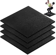 4 Pack Rubber Gym Flooring Mat,50cm x50cm Anti-Slip Exercise Mats, 15mm Thick High-Density Exercise Equipment Mats Rubber Tiles Floor Mat for Home Gym, Workout Mat (Black + Red Fleck)