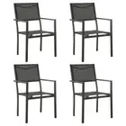 Set Of 4 Garden Chairs With Armrests Steel Frame Textilene Seat Outdoor Armchair