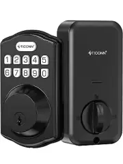 TICONN Keyless Deadbolt Entry Door Lock Keypad Front Door Entry Black Matte NEW