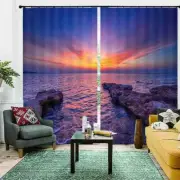 Intermittent Navigation 3D Blockout Photo Print Curtain Fabric Curtains Window