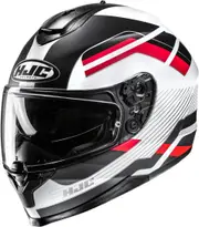 HJC C70N Belis Helmet, black-white-red, Size L for Men Black White Red