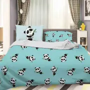 3D Blue Panda Quilt Cover Set Bedding Set Pillowcases 63