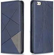 Compatible with iPhone 6S Plus/6 Plus Case (5.5 Inch), Leather Wallet Flip Mobile Phone Case Protective Cover, 360 Degree TPU Shockproof Case with [Magnetic, Card Slot, Stand Function] (Blue)