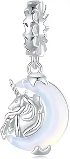 [Generic] Womens 925 Sterling Silver Moon Unicorn Charms Dangle Bead for Biagi, and European Bracelet Necklaces