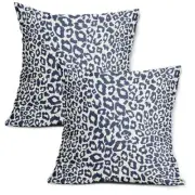 Navy Blue White Leopard Print Pillow 20" x 20" (Pack of 2) N-leopard Navy