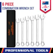 6-Piece Extra Long SAE Combination Spanner Ring Open Ended Combo Spanners Bag