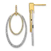 14k Yellow Gold Two-tone Real Diamond Earrings