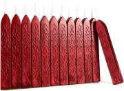 12 Pieces Metalic Red Sealing Wax Sticks with Wicks, Vintage