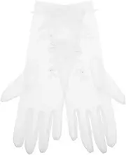 [Minkissy] Bride's Gloves Short Lace and Mesh Gloves for Wedding Photoshoot and Special Occasions