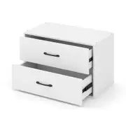 Costway 2-Drawer BedSide Table Chest of Drawers White