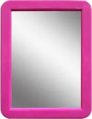 PTY Magnetic Real Glass Mirror for School or Gym Locker, 5" x 7" Pink Framed - Locker Accessory - Small Makeup Mirror for Fridge, Toolbox, Office Cabinet, Workshop