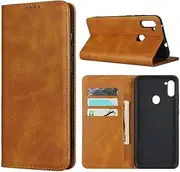 Cavor for Samsung Galaxy A11 Case,Cowhide Pattern Leather Case Magnetic Wallet Cover with Card Slots (6.4") -Light Brown