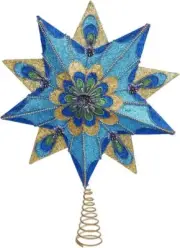 Kurt S. Adler Peacock Glitter Treetop, 16-Inch, Multicolor