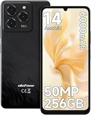 Ulefone Note 20 Pro Unlocked Cell Phones, Android 14 OS, Up to 8GB RAM+256GB ROM 1TB Extension, 6.75” HD+ 90Hz Screen 6000mAh Battery Smartphone, 50MP Main Camera, Octa Core 4G Dual SIM Phone Black
