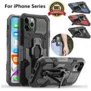 For iPhone 14 13 12 11 Pro Max XS XR Shockproof Armor Case Cover With Belt Clip