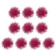 10Pcs 2.8" Chiffon Flowers Fabric Flower Sewing Fabric Appliques Hot Rose