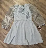 Beetlejuice Astrid Empire Waist Dress Sky Blue XL (14) Ruffle Organza Sleeves