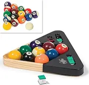 EastPoint Sports Masterton Billiard Ball Set - Full Set Tournament Spec Resin Billiard Balls - Wooden 8-Ball Rack with 9 Ball Insert - Includes Chalk and Scuffer