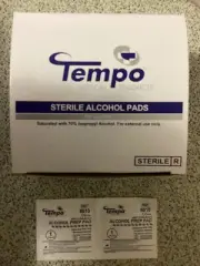 200 Tempo individually wrapped 70% alcohol swabs Prep pads .