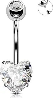 [OUFER] 14G Titanium Belly Button Piercing 8/10/12/14/16 mm Belly Button Piercing Jewellery Titanium Belly Button Ring for Women Heart Belly Button Piercing Belly Button Piercing Belly Button Piercing