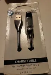 Set Of 2 Onn Fitbit Flex 2 Charge Cable Black 3 Feet ONA17WA026 New In Box