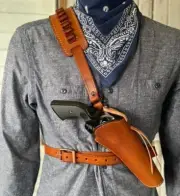 HANDMADE GENUINE LEATHER SHOULDER HOLSTER FOR GUN HOLSTER FIT BARREL 4"-8" US 2