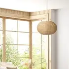 Rattan Woven Lampshade Rustic Boho for Living Room Dining Table Restaurant