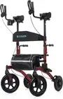 ELENKER All-Terrain Upright Rollator Walker, Stand up Rolling Walker with Seat,