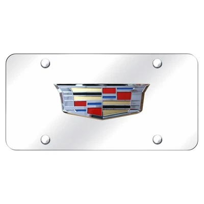 Licensed Chrome License Plate w/Chrome New Crest for Cadillac - AUGD4088