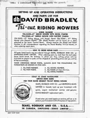 David Bradley Tri-Cut Riding Mower Owners Manual - 1959 - reprint