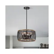 Warehouse of Tiffany MD09-4 4-Light Agustin Metal Geometric Drum Shade Chandelie