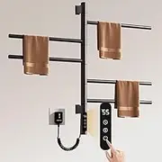 Electric Towel Warmer,5-Bar Rotating Heated Towel Rack,2-3 Minutes,Wall Mounted Towel Warmer with Timer and Multi-Stage Temperature Regulation, for Bathroom