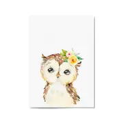 Cute Baby Owl Nursery Animal Gift Wall Art