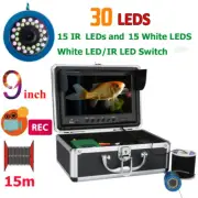 9" DVR Recorder 1000TVL Fish Finder Underwater Fishing Camera White+IR LEDs IP68