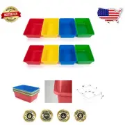 Large Plastic Storage Bins Set of 8 in Red, Blue, Green, Yellow - Toys & More