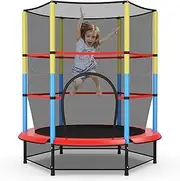 HONEY JOY 55" Kids Trampoline with Safety Enclosure Net, Mini Toddler Trampoline w/Heavy-Duty Steel Frame & Seamless Jump Mat, Outdoor & Indoor Recreational Bounce Jumper for Boys & Girls Age 3-6