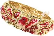 [NXAWUE] Cloisonne Bracelet,Enamel Bracelet, Cloisonne Wide Rhinestone Phoenix Birds Bracelets Enamel Accessories Animal Openwork Jewellery High End Gilding Fashion Women Bangles