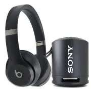Beats Solo 4 Wireless Headphones Black and SRSXB13/B Portable Waterproof Speaker