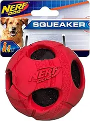 Nerf Dog Rubber Wrapped Bash Tennis Ball Dog Toy, Medium, Red