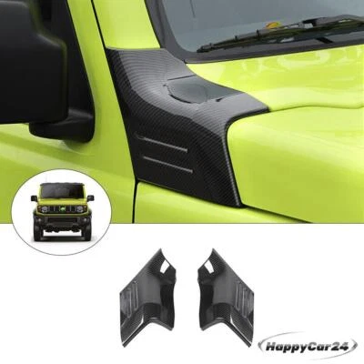 Carbon Fiber Front Hood Angle Wrap Protector Cover x2 For 2019-2020 Suzuki Jimny