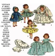8" Doll Clothes Pattern Muffie, Ginny, Lil' Susan, Gigi, Riley, Vintage Pattern