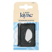 Lady Jayne Black Snagless Elastics - 18 Pack