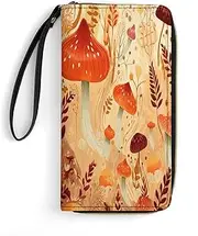[BFGWK] Large Wallet Novelty Mushrooms And Plants Printing Long Wallet With Zipper Leather Wallet Suitable For Both Men And Women, style, 19.7x10.5cm, Style, 19.7x10.5cm, 现代